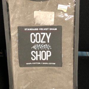 Cozy Shop 1-Standard Velvet Cotton Sham - Gray NEW